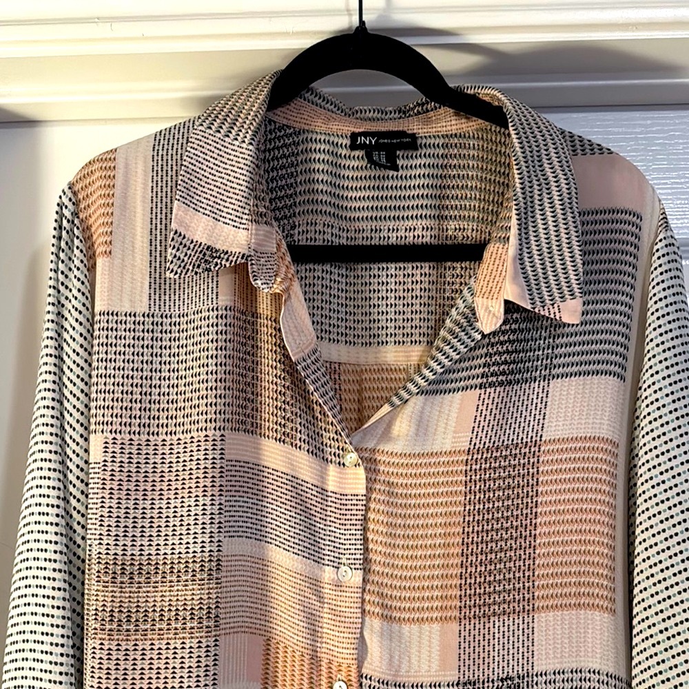 JNY Patterned Button-Up Shirt